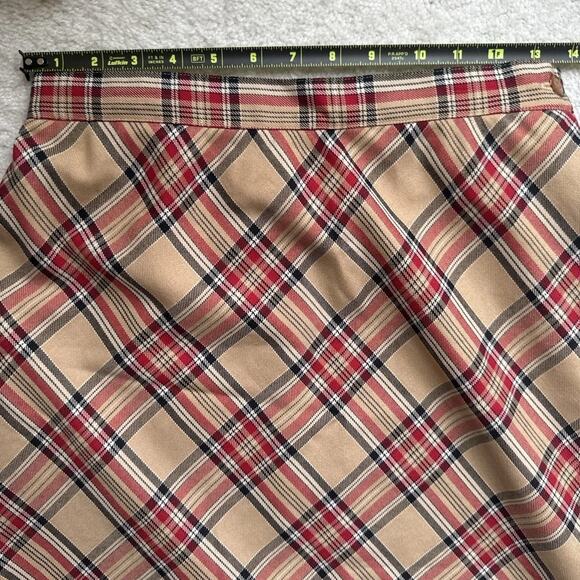 NWT Sag Harbor Plaid Bias Midi Skirt Camel Red Tartan Lined Vintage Y2K Size 8 - Picture 11 of 12